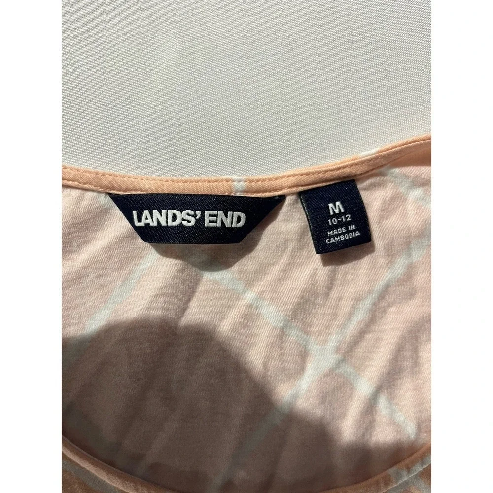 Lands' End Sleeveless Maxi Tiered Dress Peach Cotton Jersey Knit Beach Sz Medium